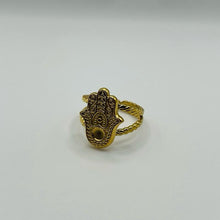 Load image into Gallery viewer, Gold hamsa hand ring
