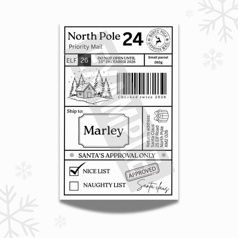 North Pole special delivery labels
