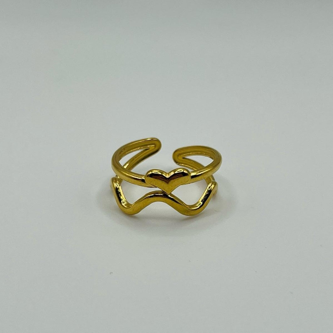 Wave heart ring