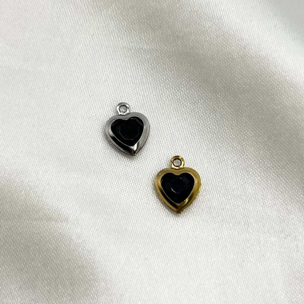 Coloured heart charm gold