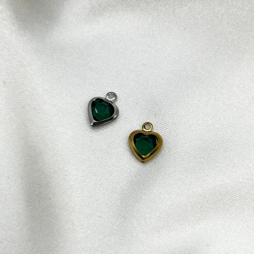 Coloured heart charm gold