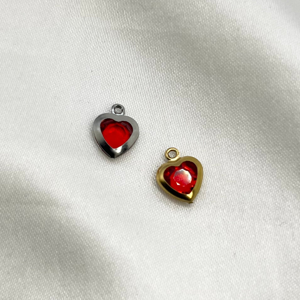 Coloured heart charm gold