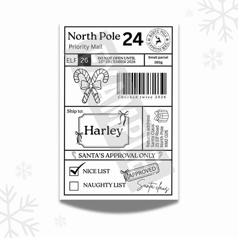 North Pole special delivery labels