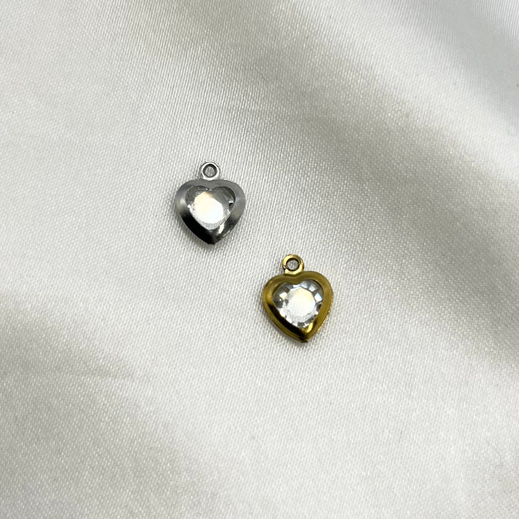 Coloured heart charms silver