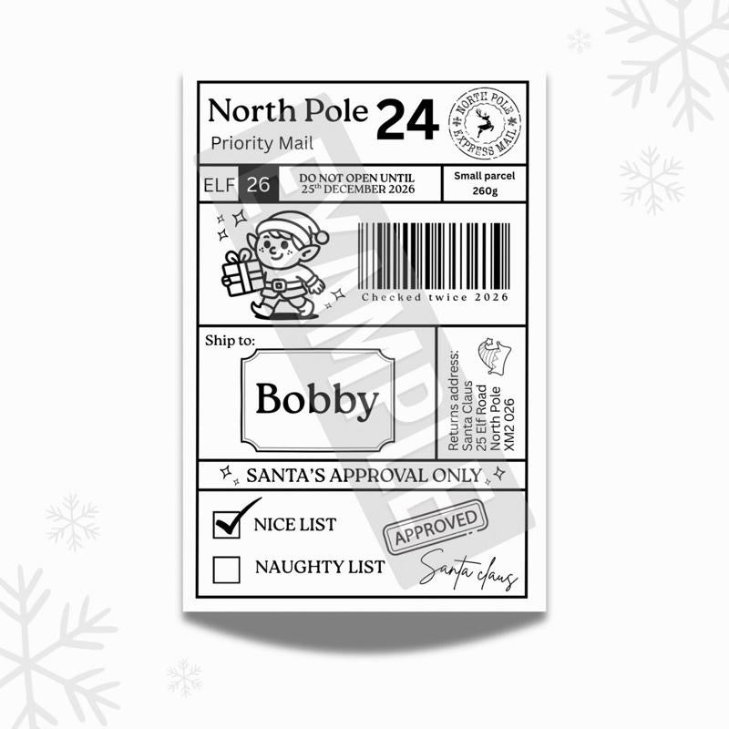 North Pole special delivery labels