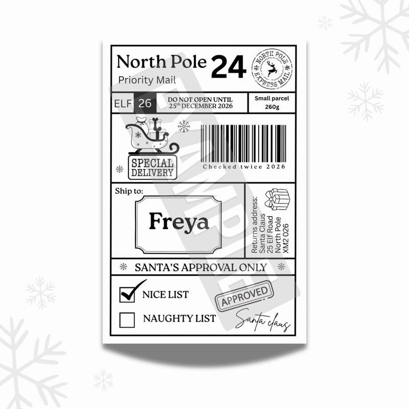 North Pole special delivery labels
