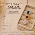 Textured band Crystal Wire wrapped ring