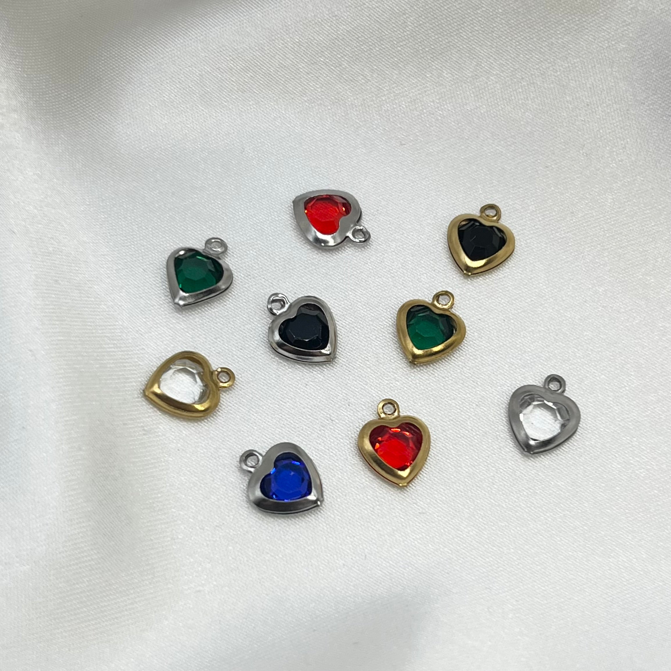 Coloured heart charms silver