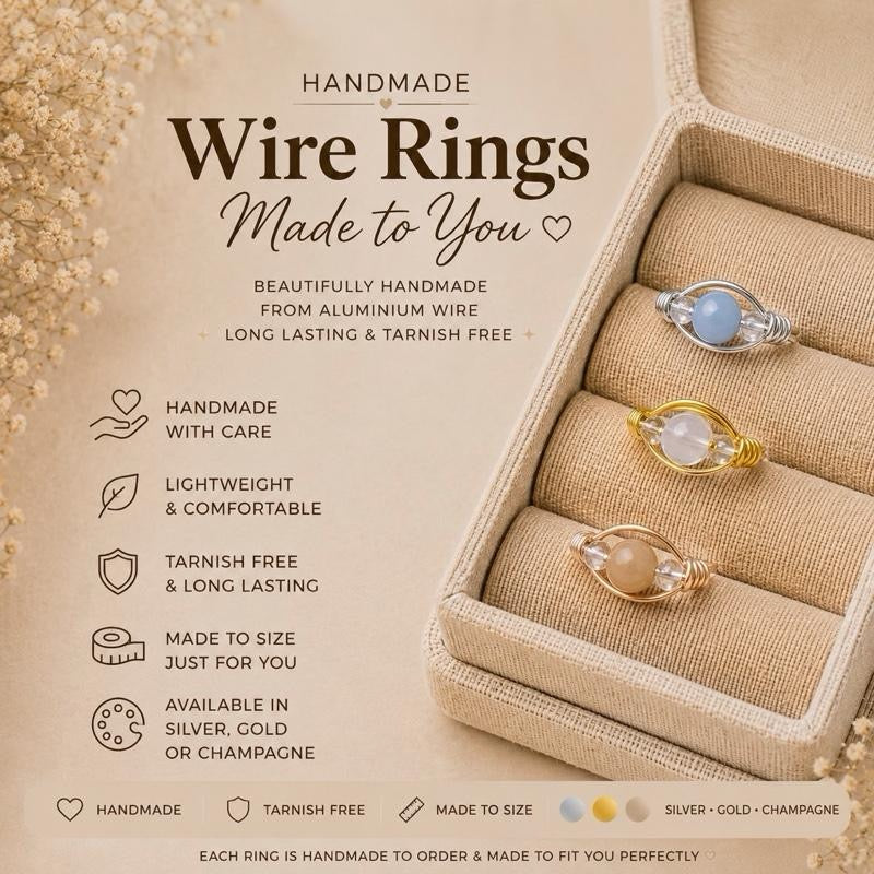 Twist Crystal bead handmade wire ring