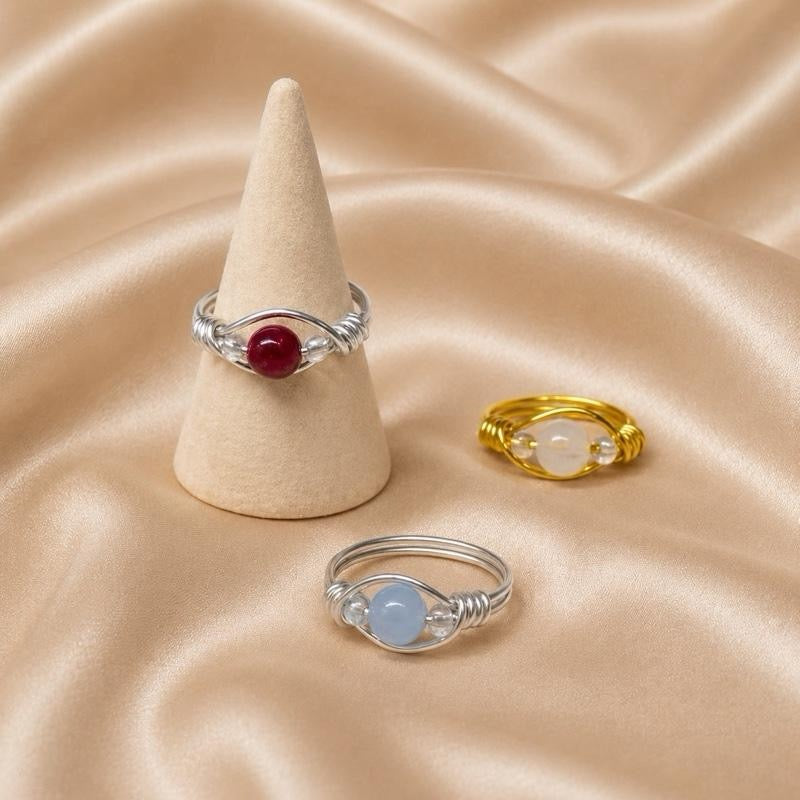 Twist Crystal bead handmade wire ring