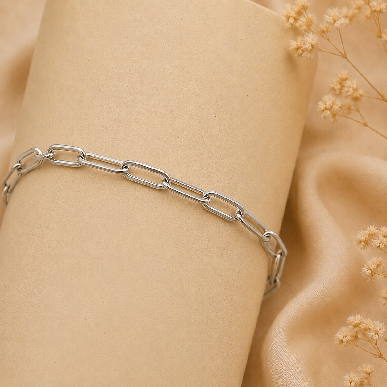 Eclipse paper chain silver bracelet